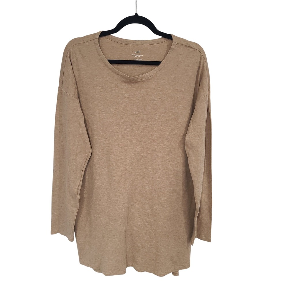 J. Jill Simply Supima Crew Neck Tunic Tan Heathered Cotton Long Sleeve Sz M Tall